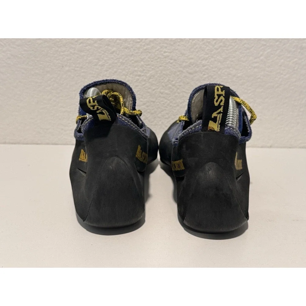 La Sportiva Climbing Shoes Mens US 9.5 EU 43 Blue Suede Lace Up Rock Gym Yellow